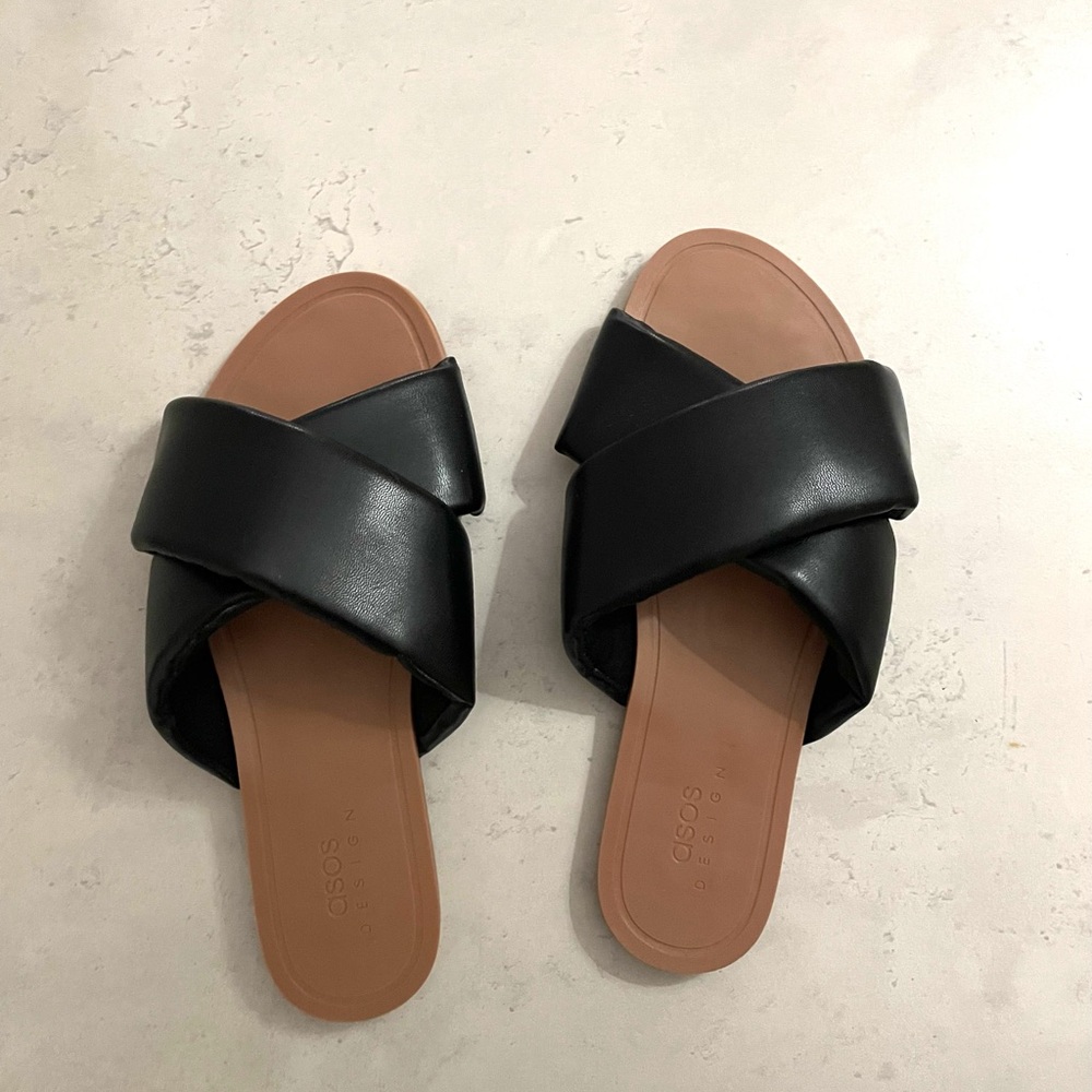 ASOS black X/criss-cross sandals - never worn